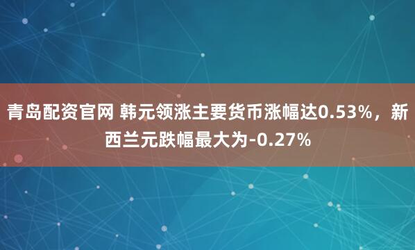 青岛配资官网 韩元领涨主要货币涨幅达0.53%，新西兰元跌幅最大为-0.27%
